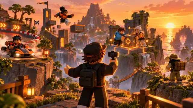 Original blocky content creator illustration representing Roblox creator selection